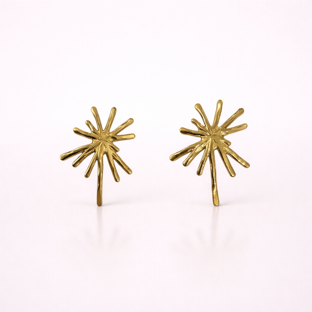 Boucles d’oreilles soleil doré acier inoxydable étoile tendance femme | Gaou Bijoux