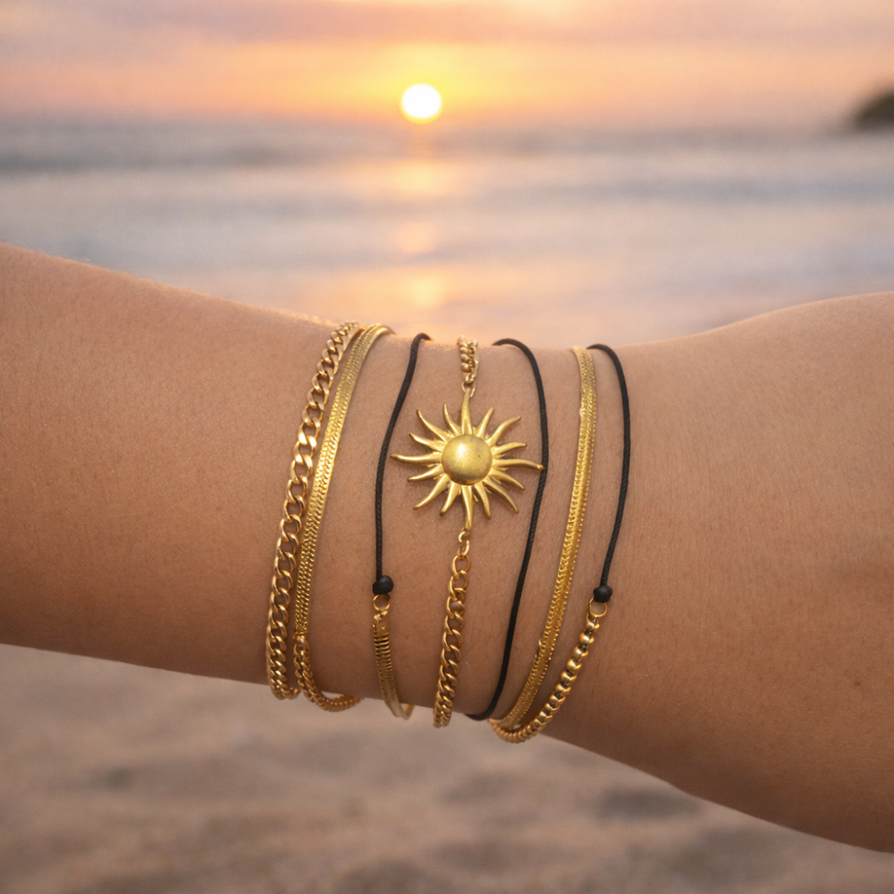 Collier long transformable soleil multirang bracelet acier inoxydable | Gaou Bijoux