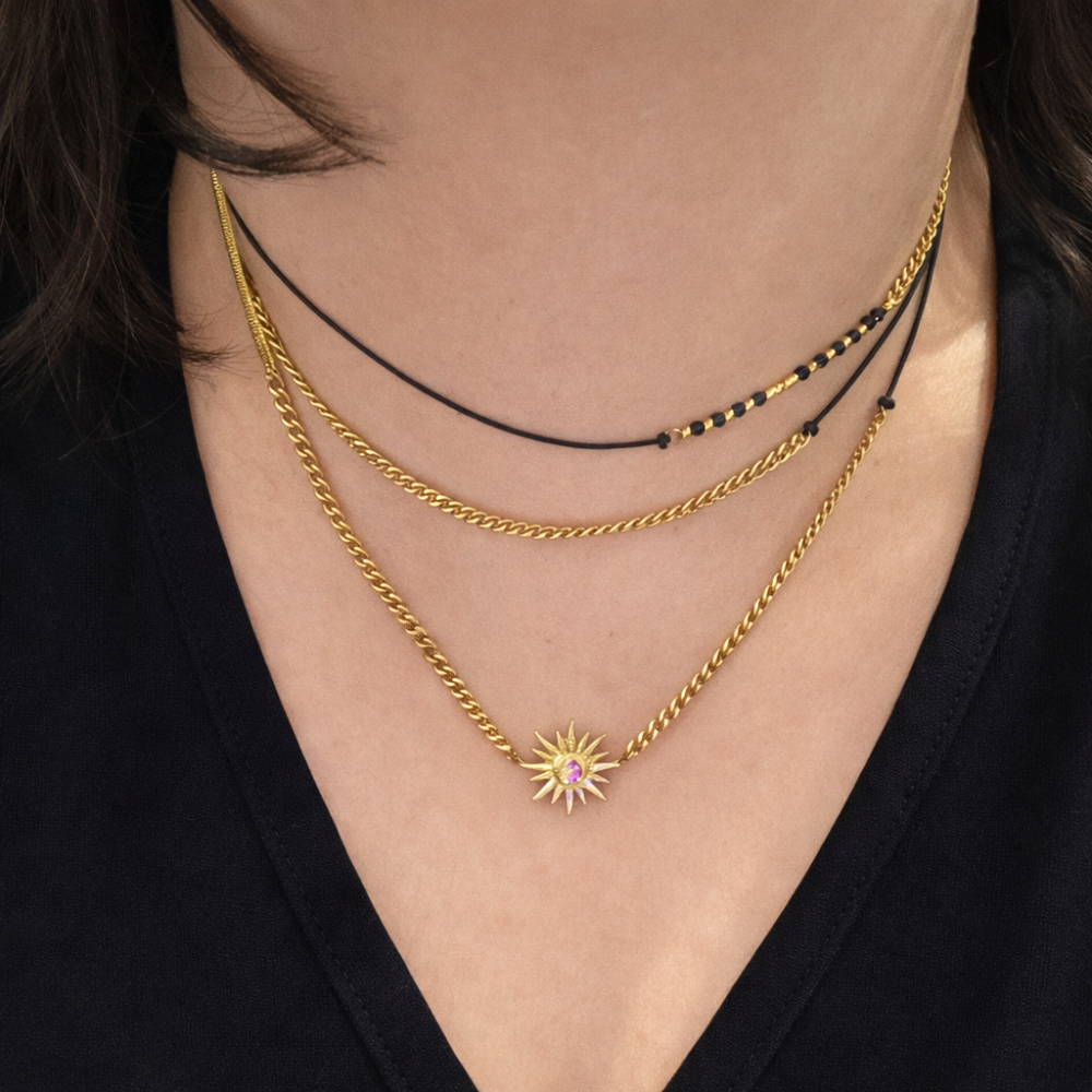 Collier long transformable soleil multirang bracelet acier inoxydable | Gaou Bijoux