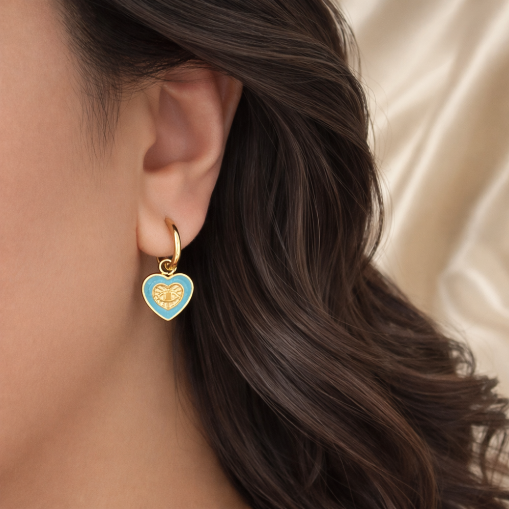 Boucles d'Oreilles Coeur œil | Acier inoxydable | Gaou Bijoux