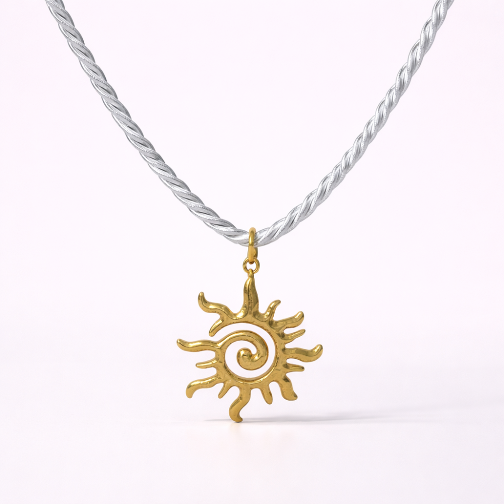 Collier soleil bohème bicolore acier inoxydable torsadé tendance | Gaou Bijoux