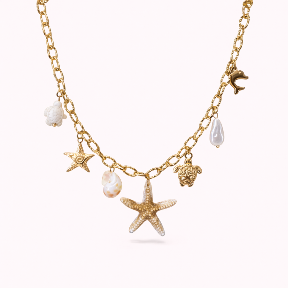 Collier Charms marine étoile coquillage acier inox | Gaou Bijoux
