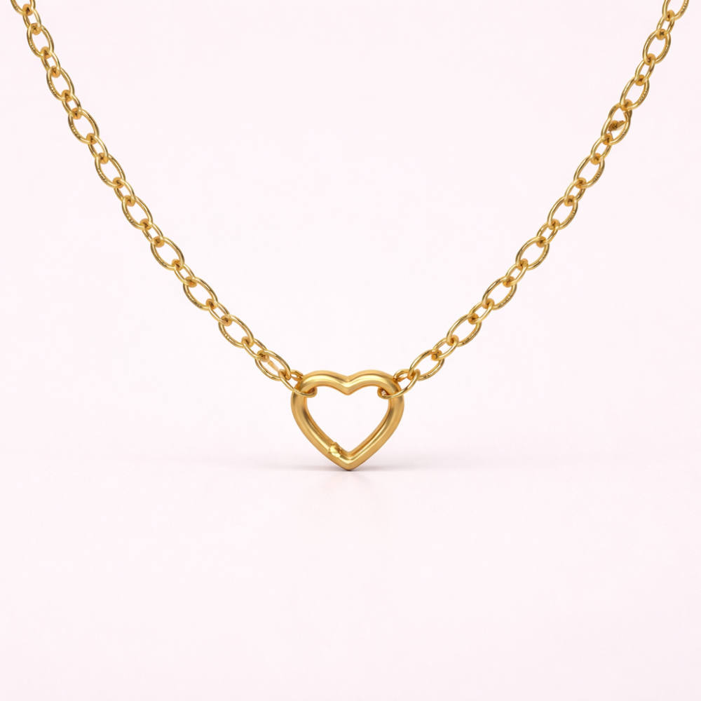 Collier charms personnalisable cœur acier inoxydable doré tendance | Gaou Bijoux