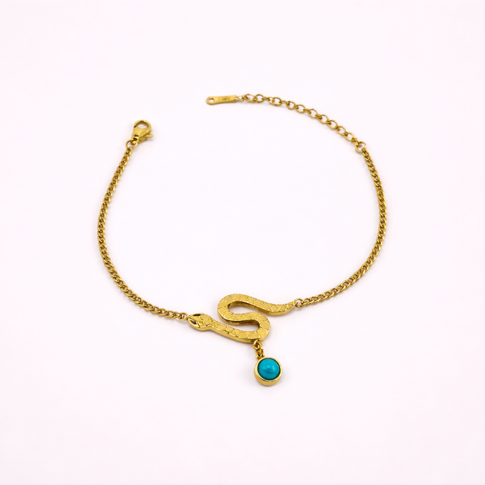 Bracelet Serpent & Pierre Bleue