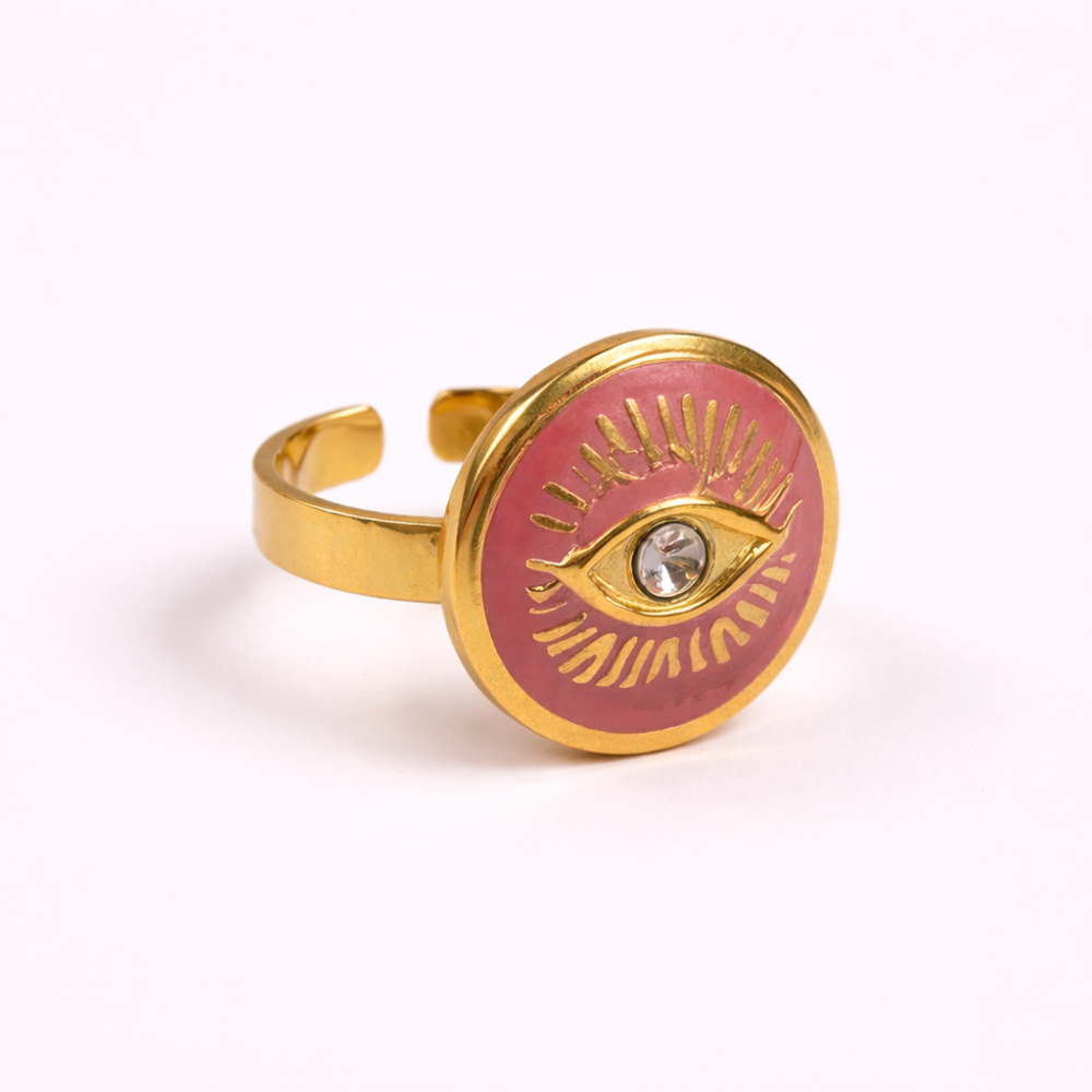 Bague Œil Protecteur Rose | bijoux acier inoxydable | Gaou Bijoux