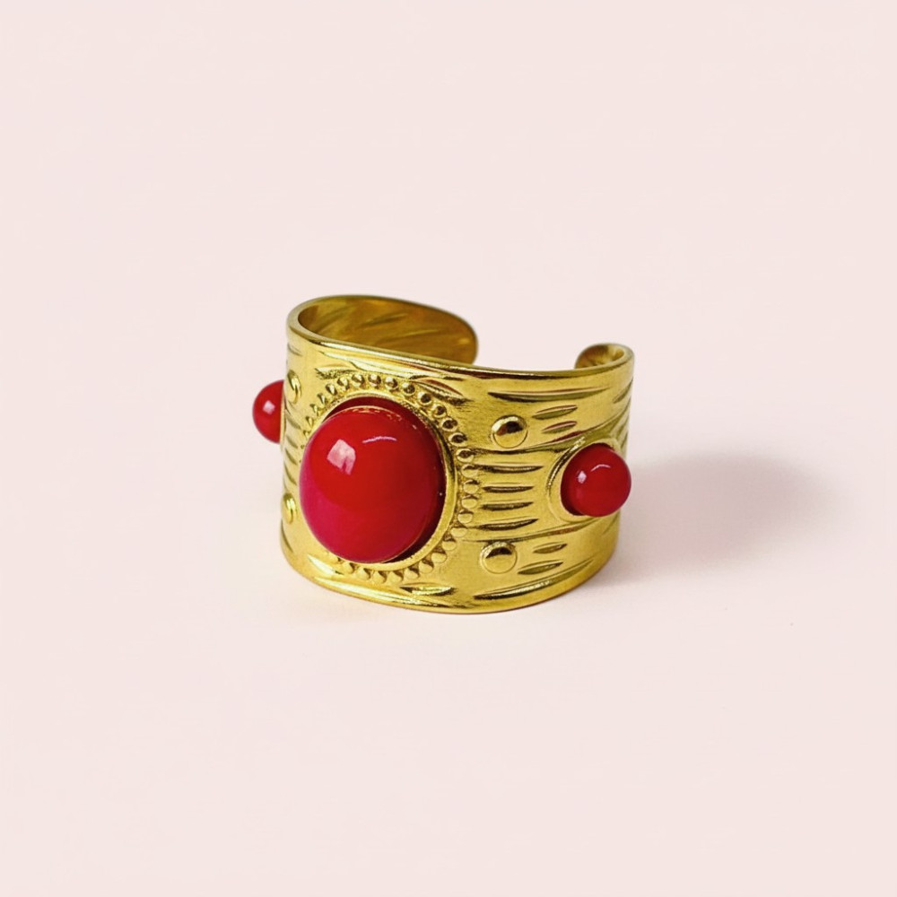 Grosse Bague pierre| Bagues acier inoxydable|Gaou Bijoux