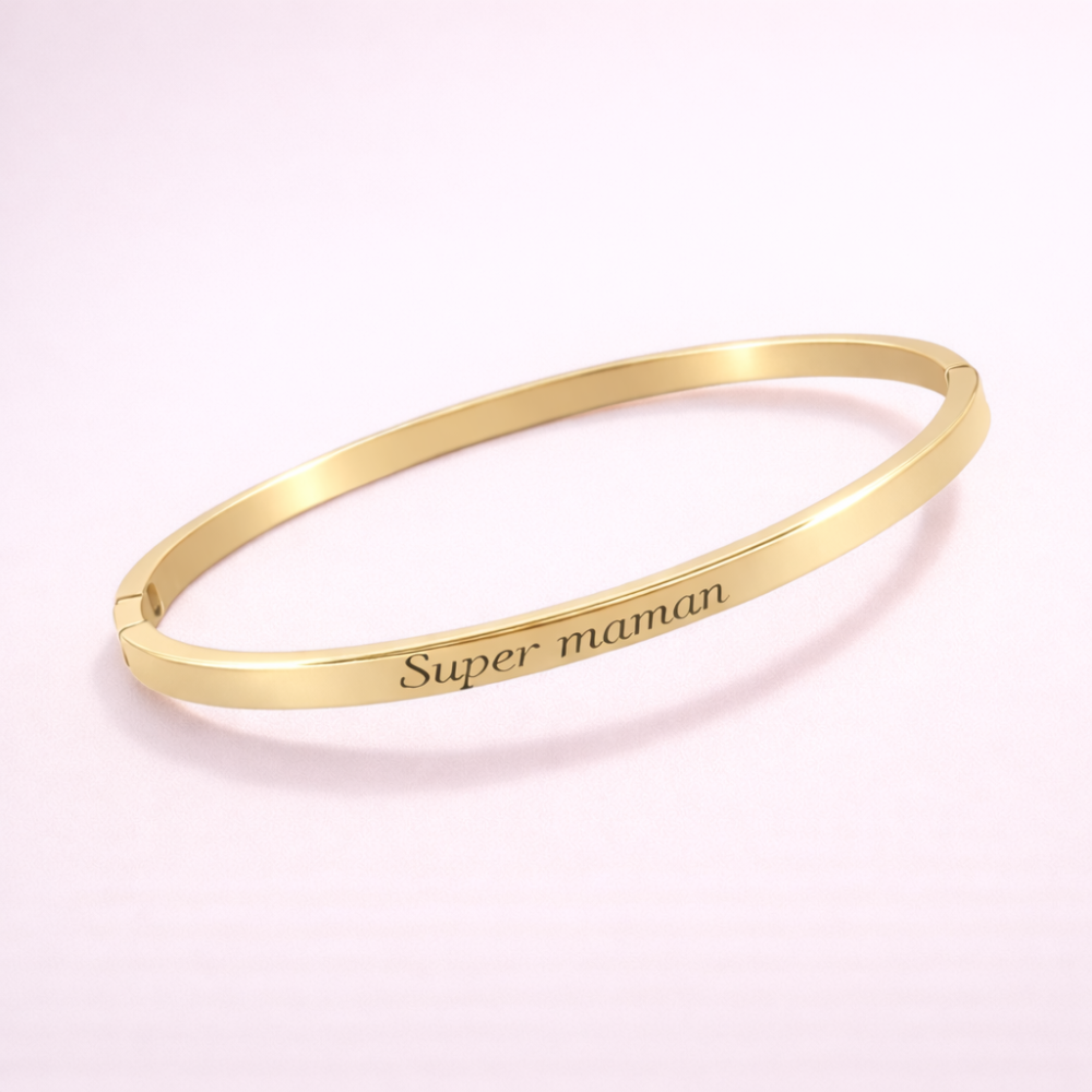 Jonc Super Maman en acier inoxydable doré | Gaou Bijoux