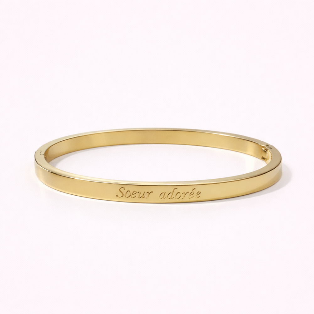 Bracelet jonc sœur adorée doré acier inoxydable | Gaou Bijoux