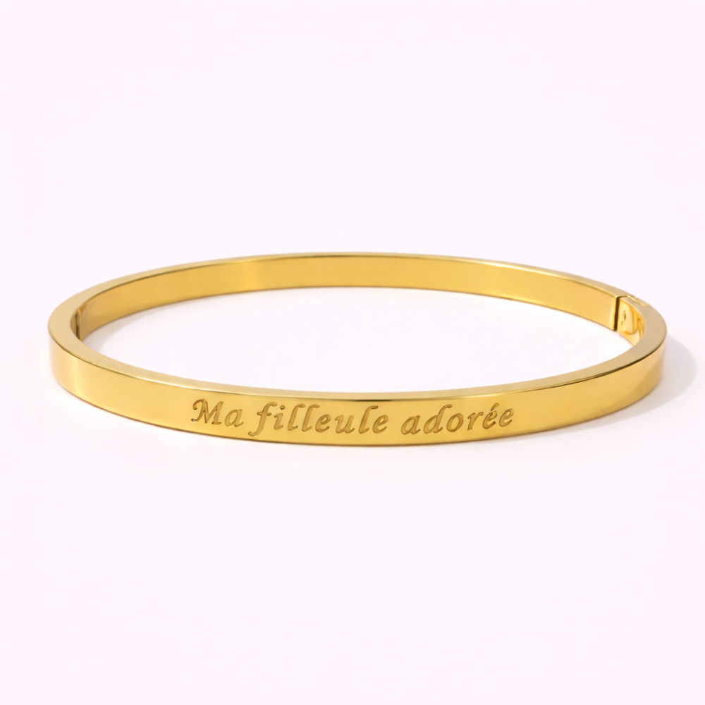 Bracelet jonc ma filleule adorée doré acier inoxydable | Gaou Bijoux