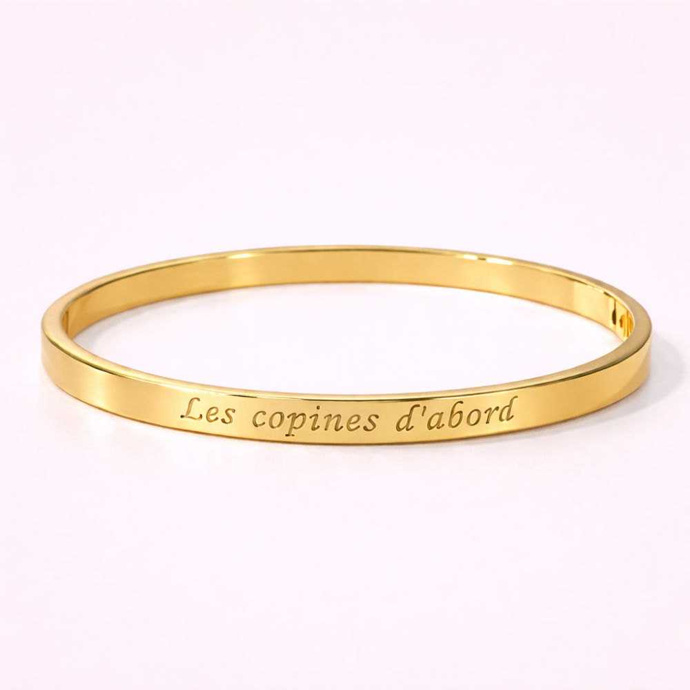 Bracelet jonc les copines d’abord doré argenté acier inoxydable | Gaou Bijoux