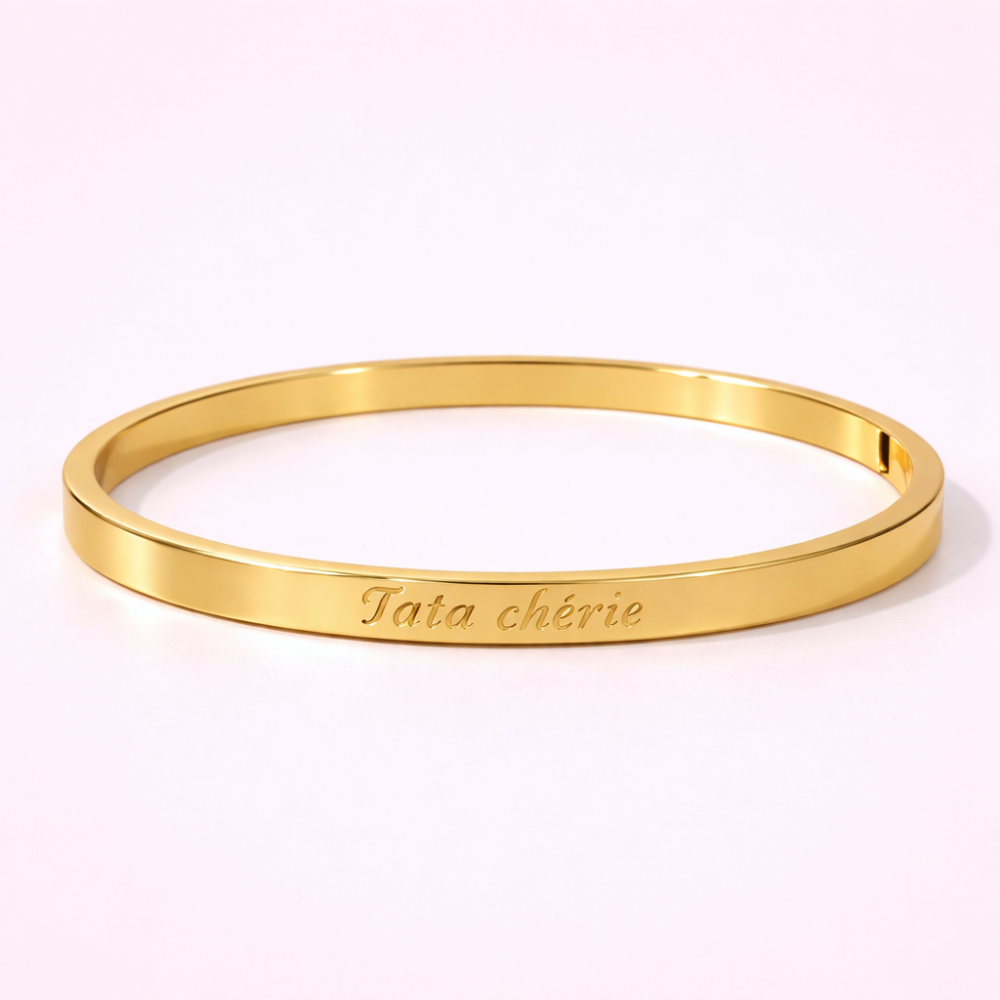 Bracelet jonc tata chérie doré acier inoxydable | Gaou Bijoux