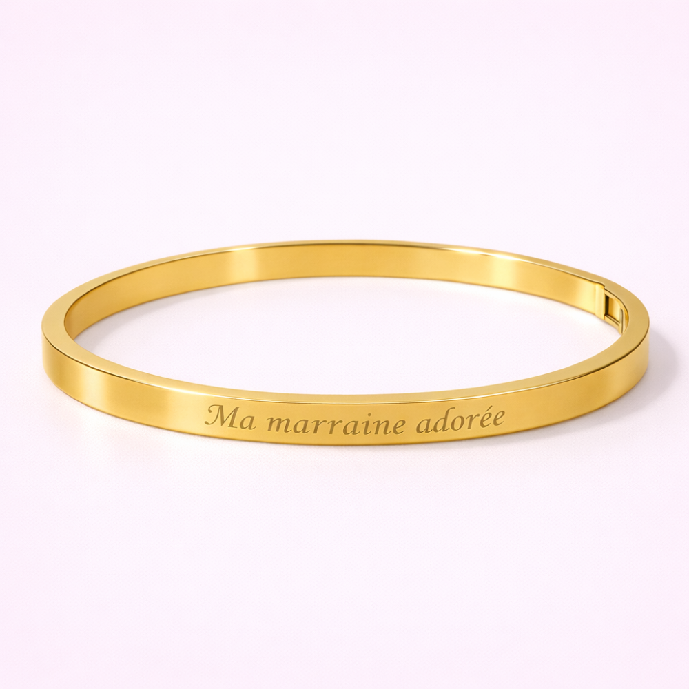 Bracelet jonc ma marraine adorée doré acier inoxydable | Gaou Bijoux