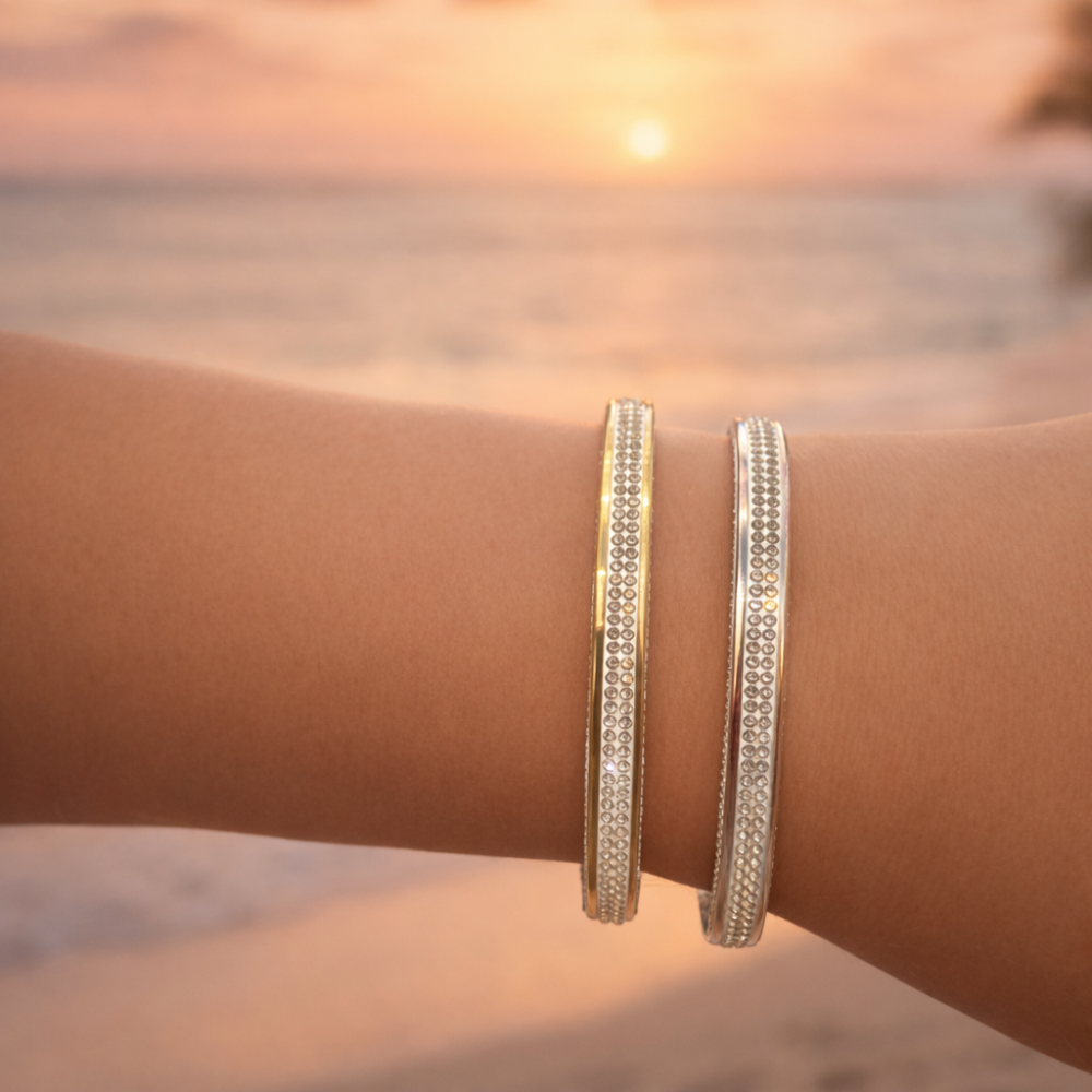 Bracelet jonc strass acier inoxydable | Gaou Bijoux