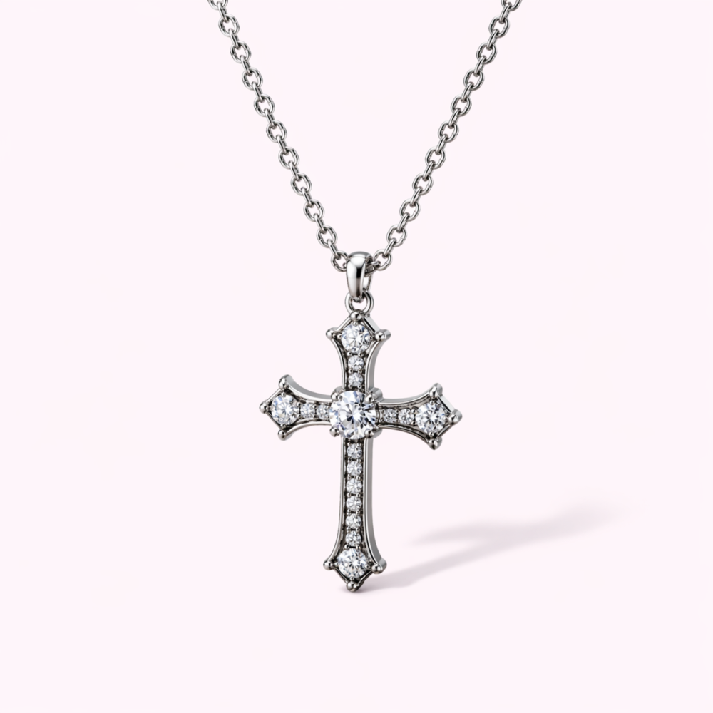Collier croix strass acier inoxydable | Gaou Bijoux