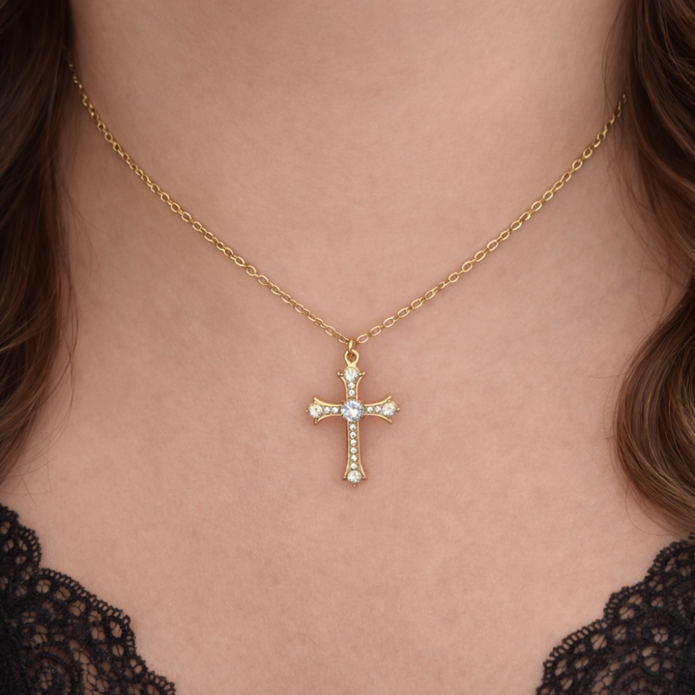 Collier croix strass acier inoxydable | Gaou Bijoux