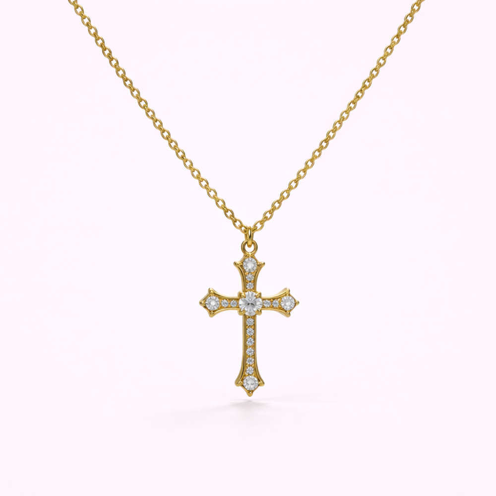 Collier croix strass acier inoxydable | Gaou Bijoux