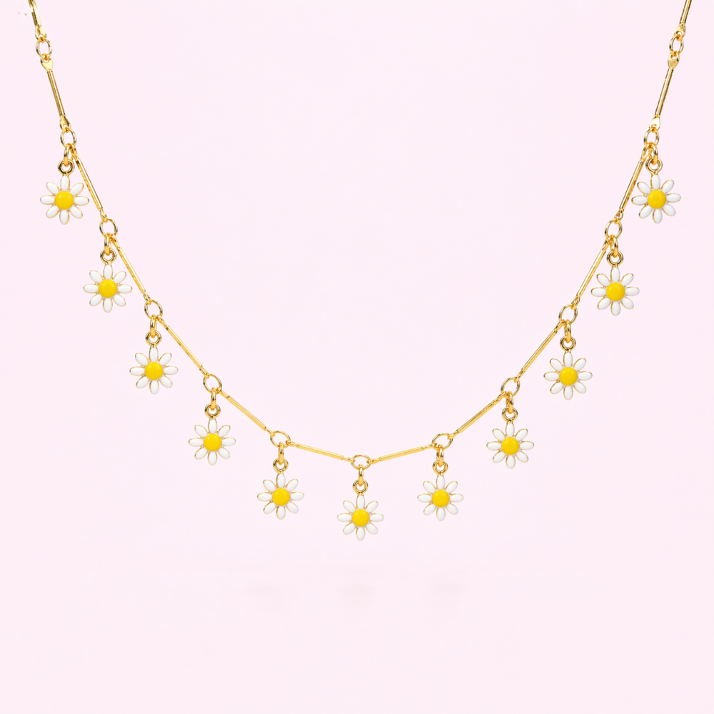 Collier marguerites acier inoxydable doré | Gaou Bijoux