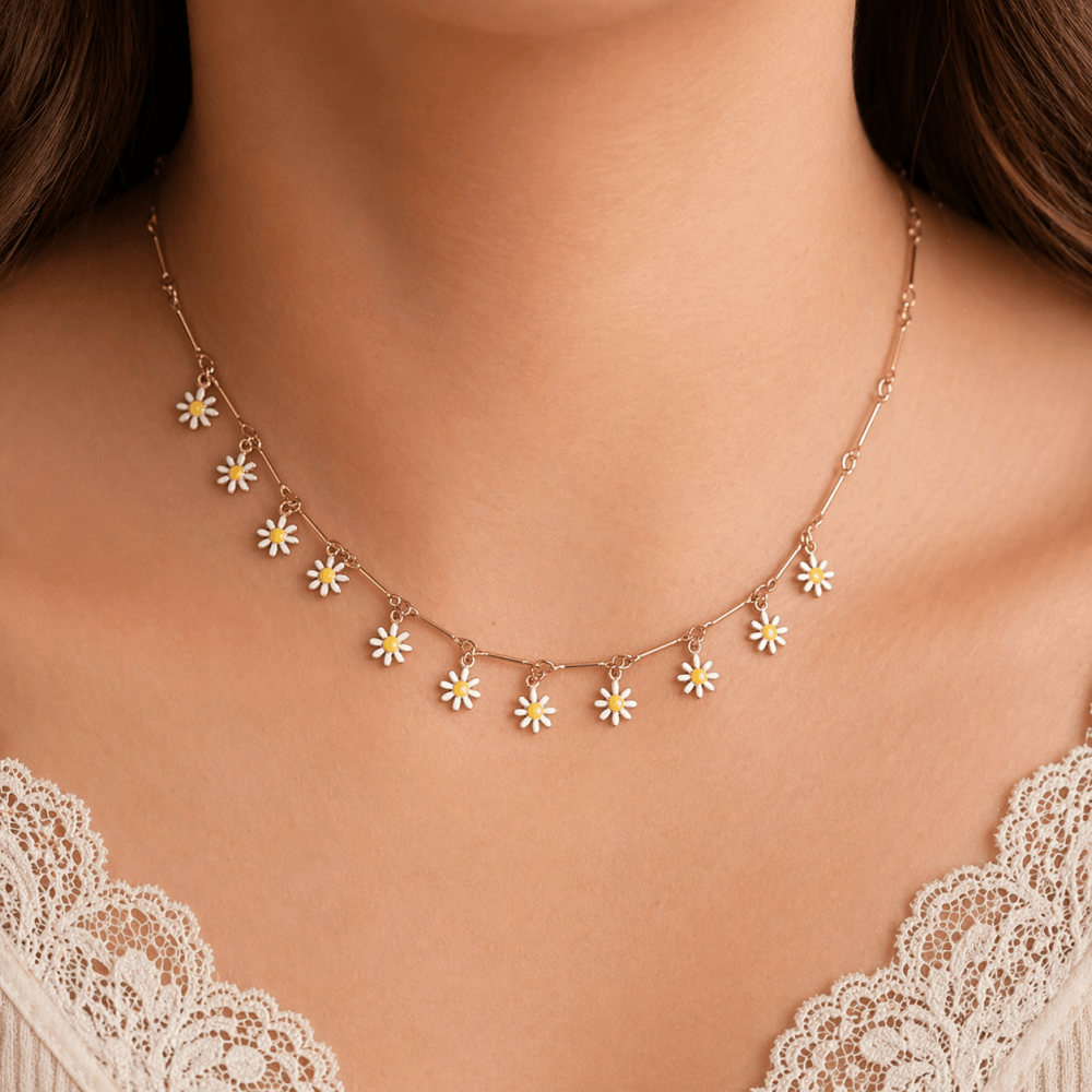Collier marguerites acier inoxydable doré | Gaou Bijoux