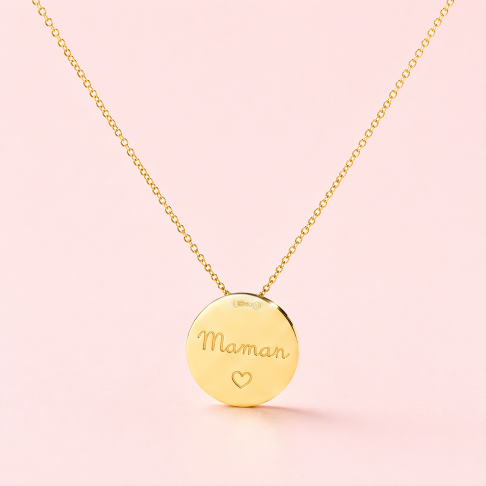 Collier maman médaille acier inoxydable doré | Gaou Bijoux