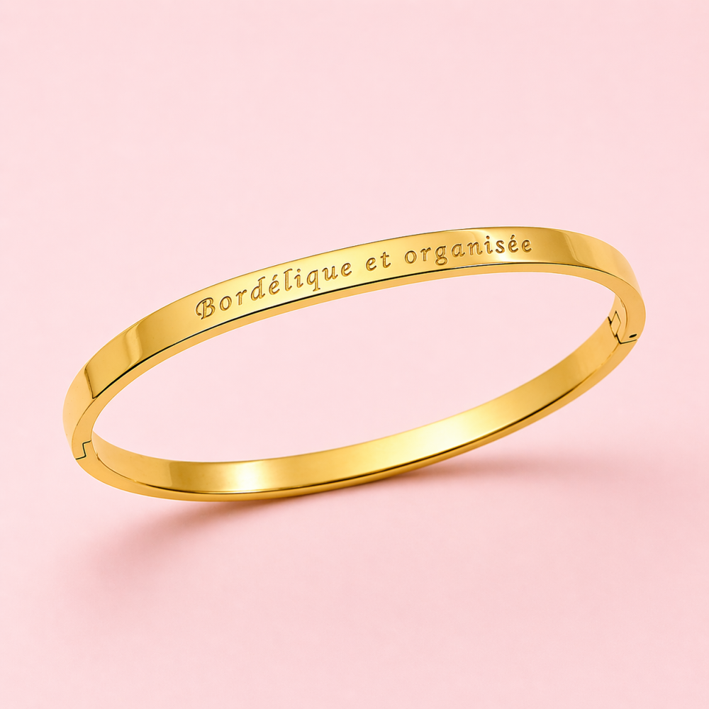 Bracelet jonc bordélique et organisée acier inoxydable doré | Gaou Bijoux