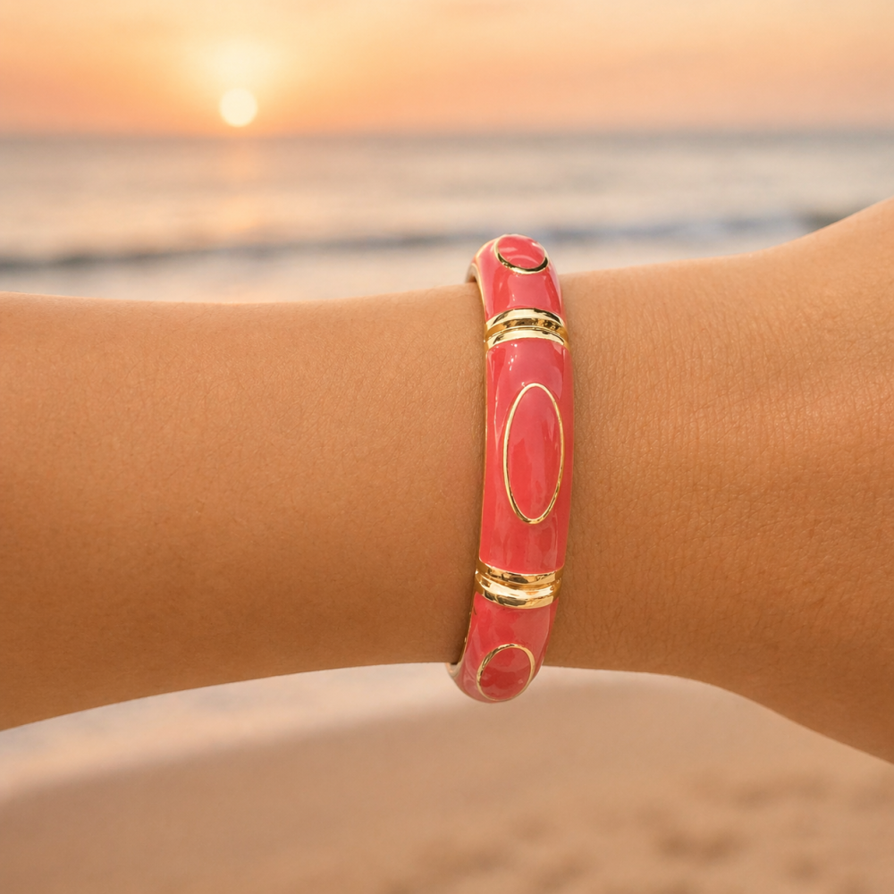 Bracelet jonc émaillé acier inoxydable doré | Gaou Bijoux