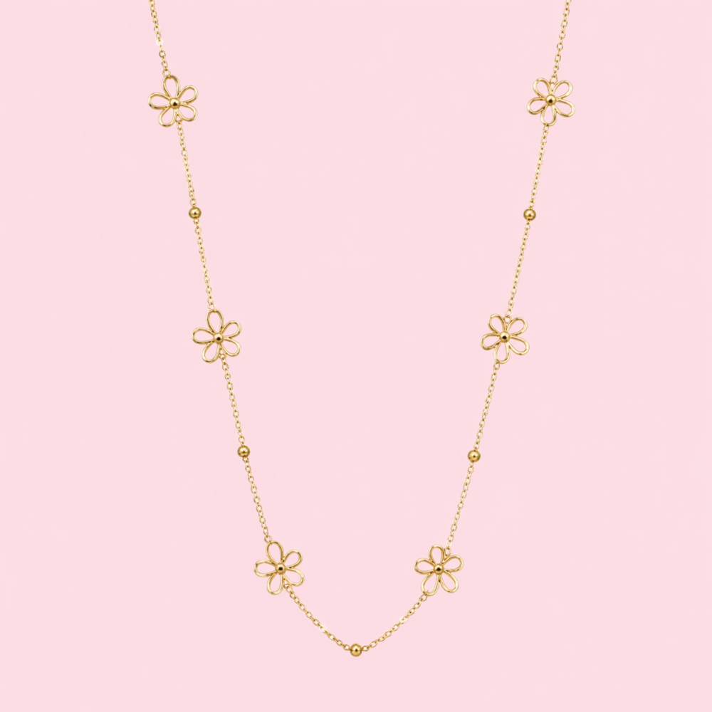 Sautoir fleurs acier inoxydable | Gaou Bijoux