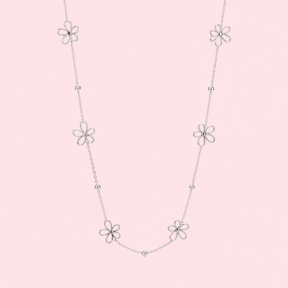 Sautoir fleurs acier inoxydable | Gaou Bijoux