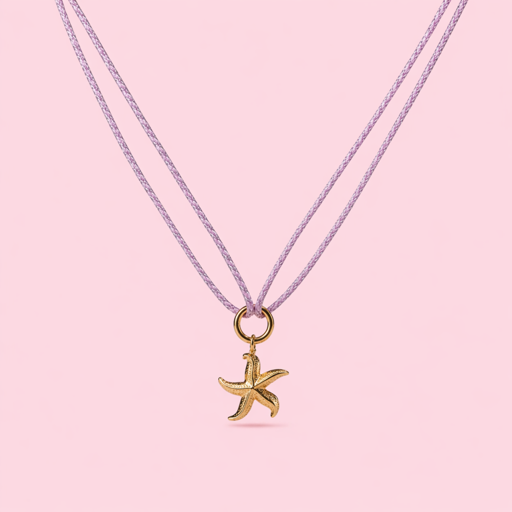 Collier cordon étoile de mer acier inoxydable doré | Gaou Bijoux
