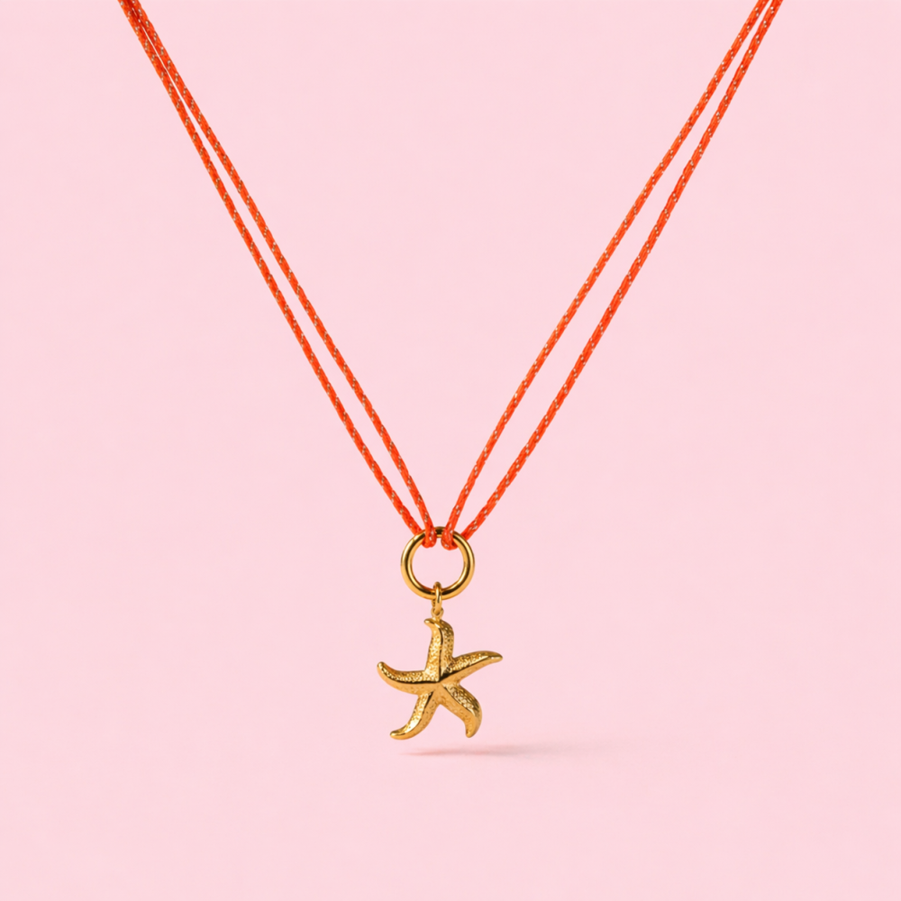 Collier cordon étoile de mer acier inoxydable doré | Gaou Bijoux