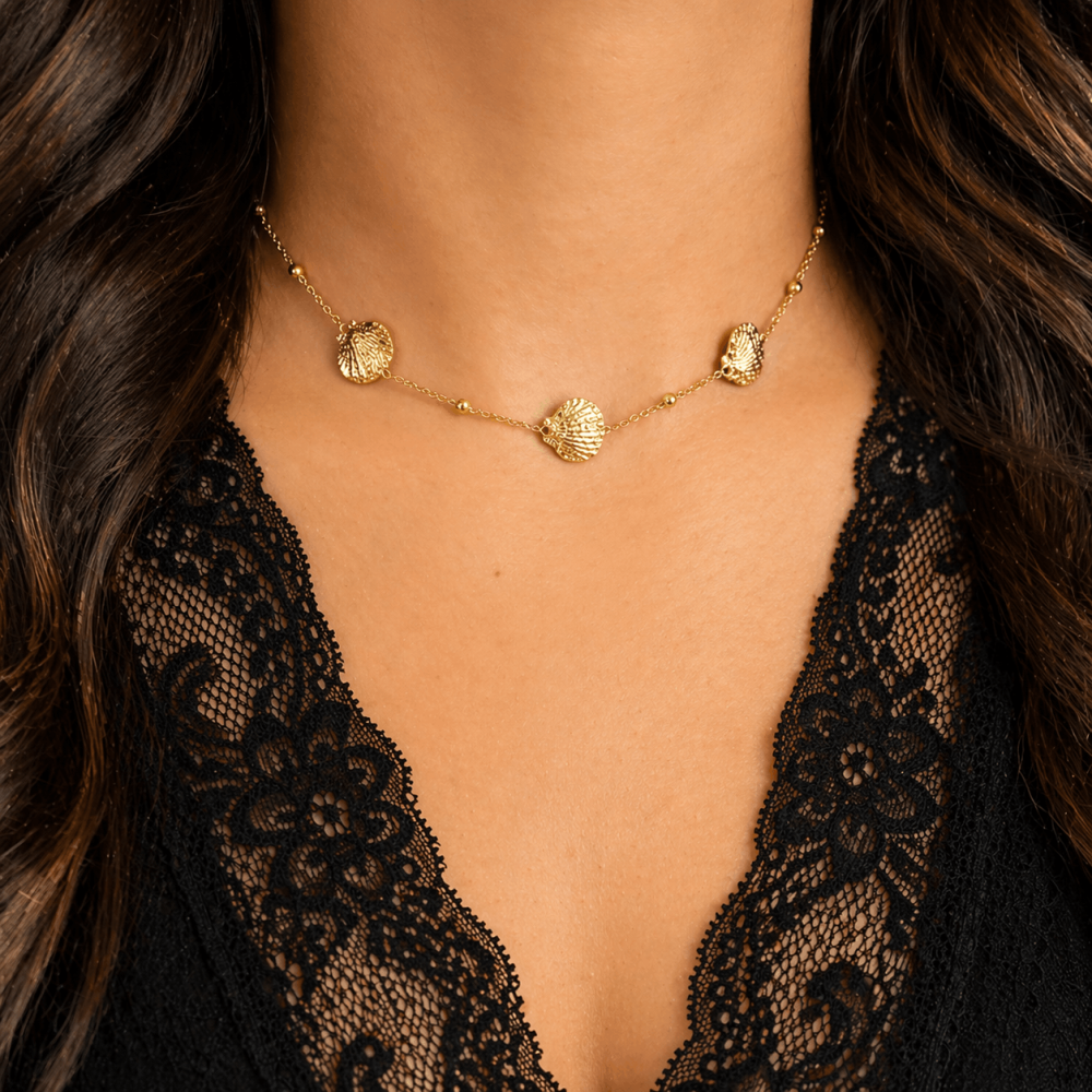 Collier coquillages perlés acier inoxydable | Gaou Bijoux