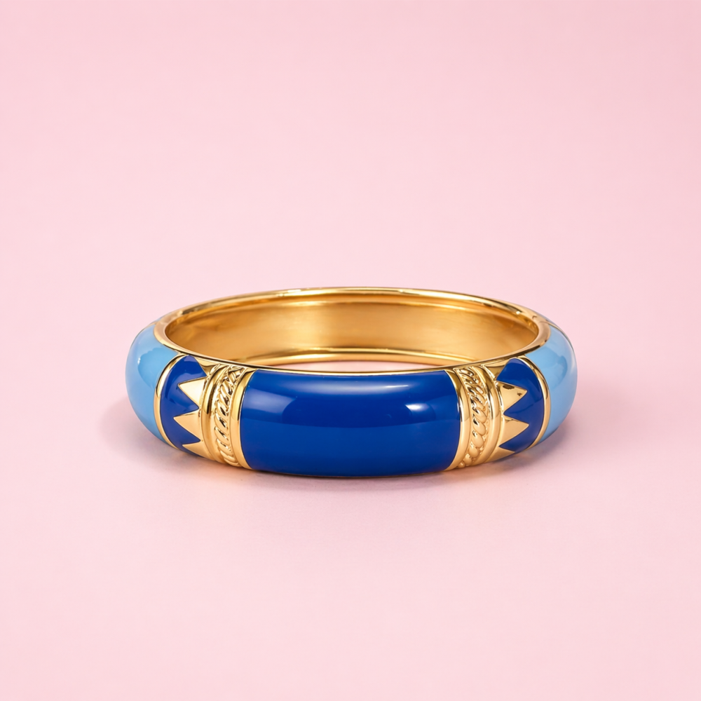 Jonc émaillé graphique acier inoxydable | Gaou Bijoux