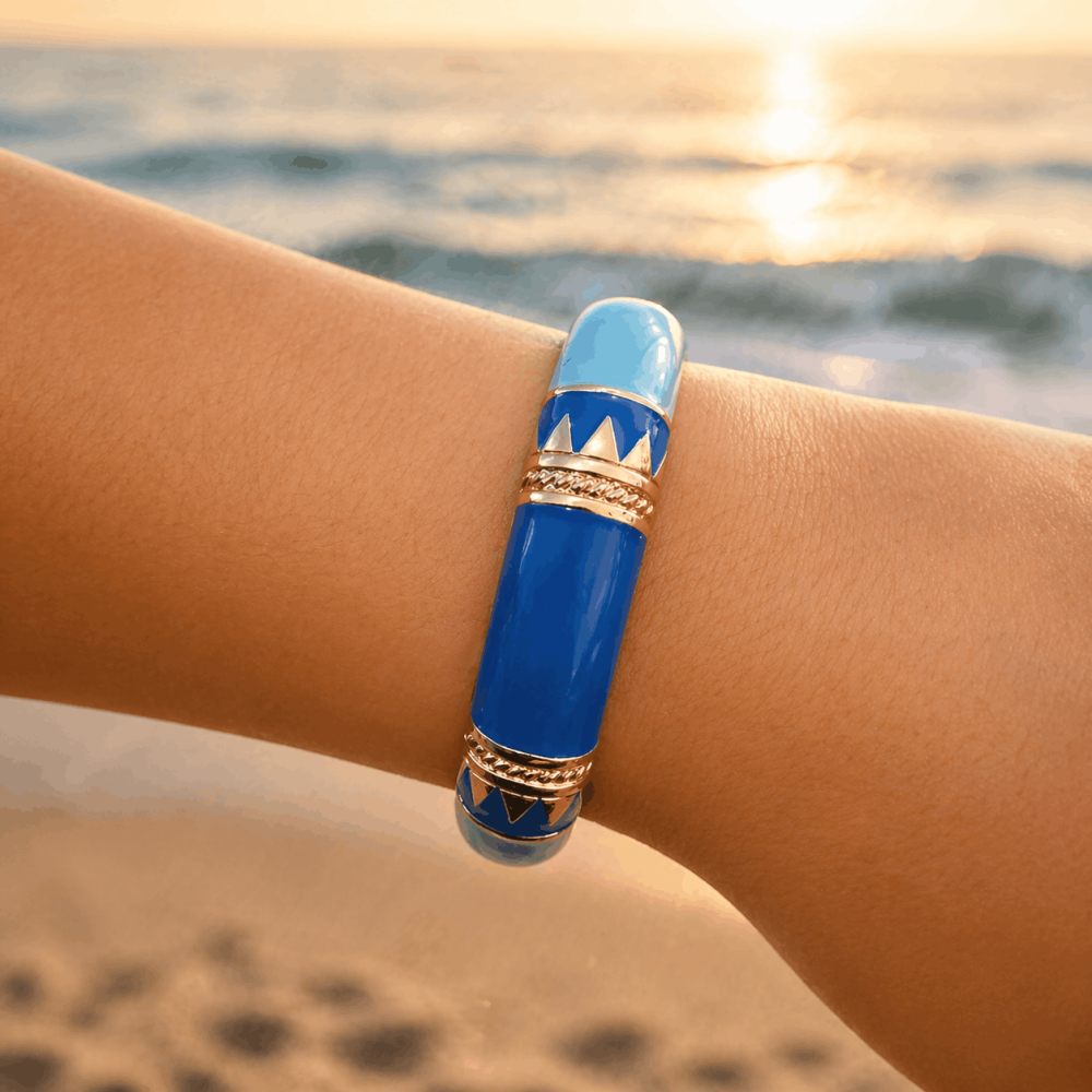 Jonc émaillé graphique acier inoxydable | Gaou Bijoux