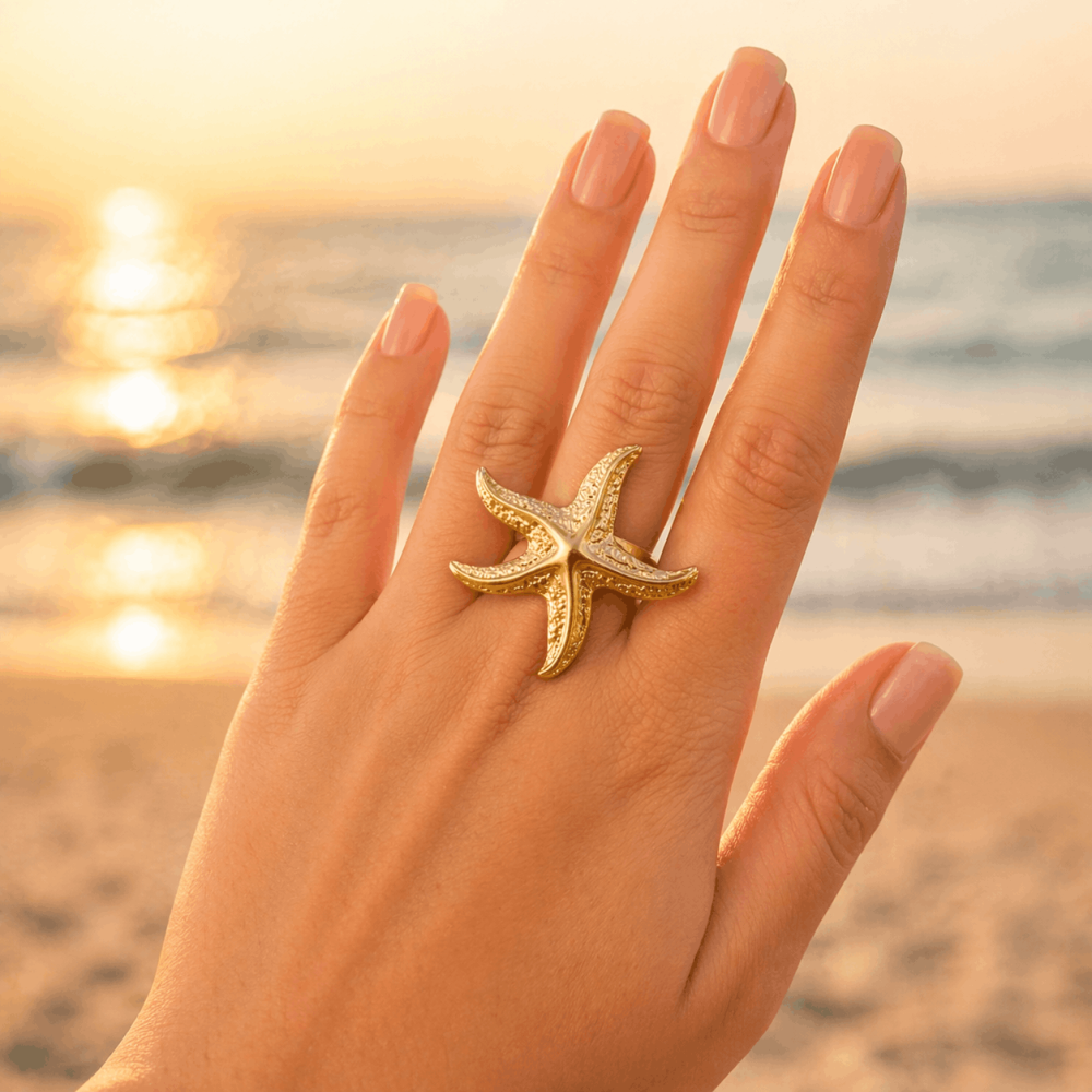 Bague étoile de mer réglable acier inoxydable | Gaou Bijoux
