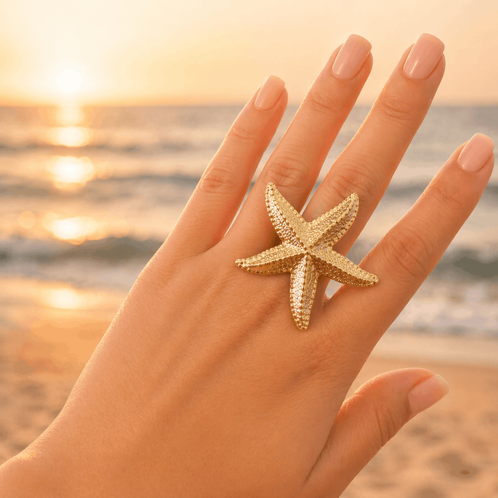 Bague étoile de mer réglable acier inoxydable | Gaou Bijoux