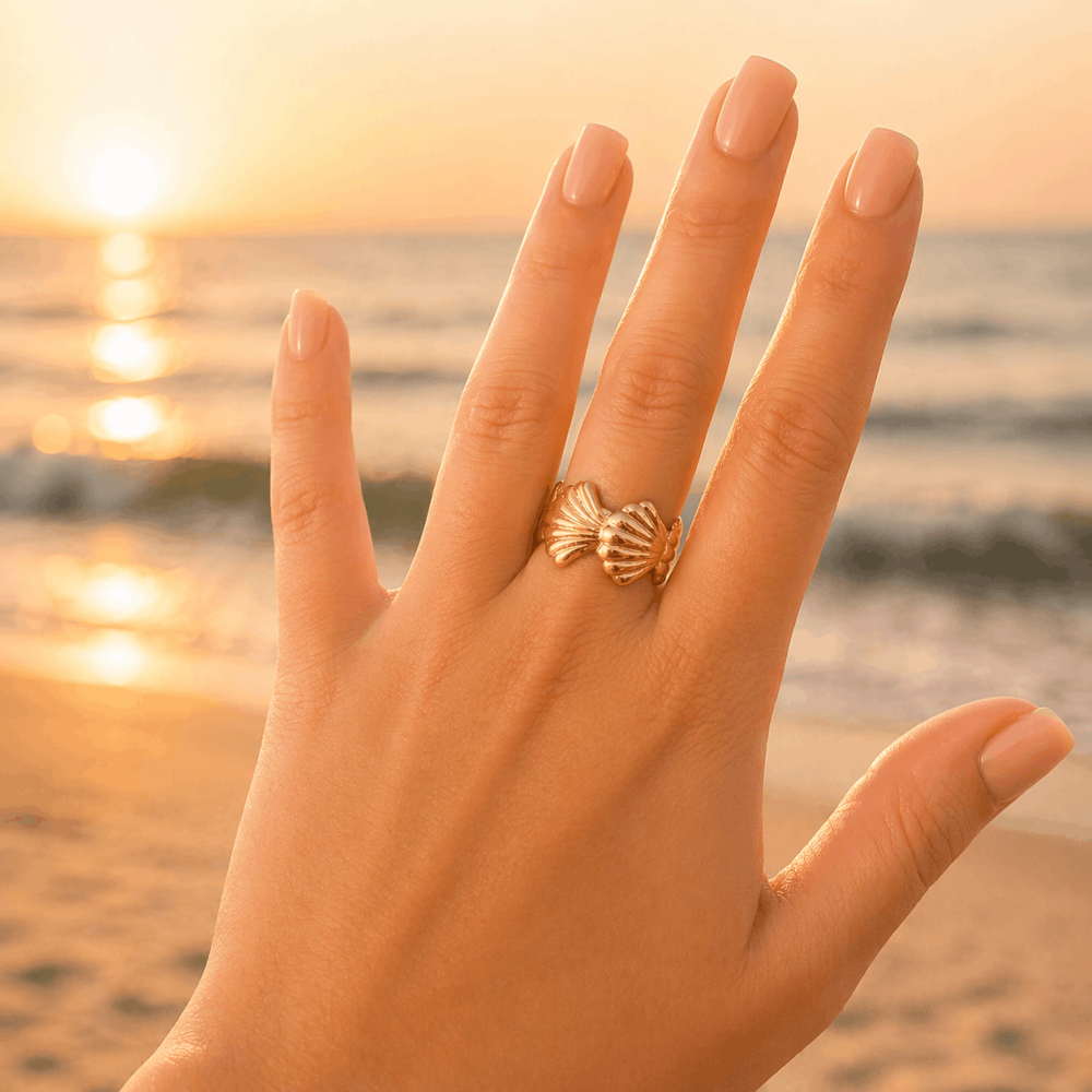 Bague coquillage réglable acier inoxydable | Gaou Bijoux