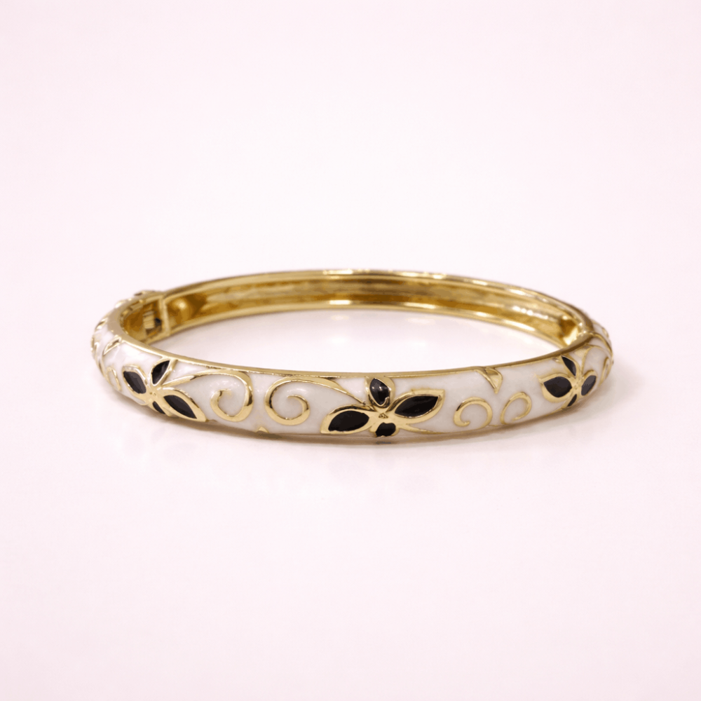 Bracelet jonc thaïlandais émaillé fleur colorée acier inoxydable tendance femme | Gaou Bijoux