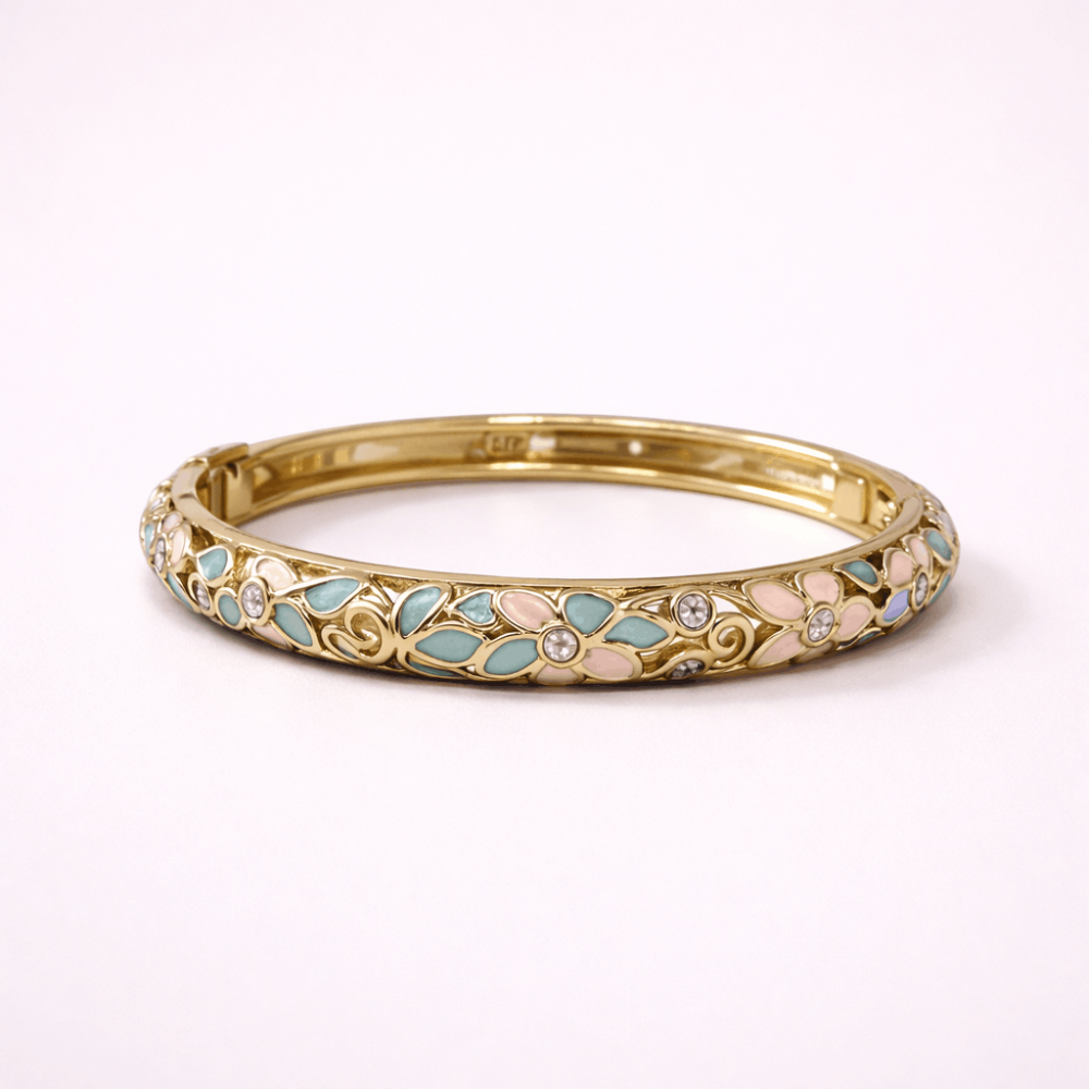 Bracelet jonc thaïlandais émaillé floral multicolore  tendance bohème chic  | Gaou Bijoux