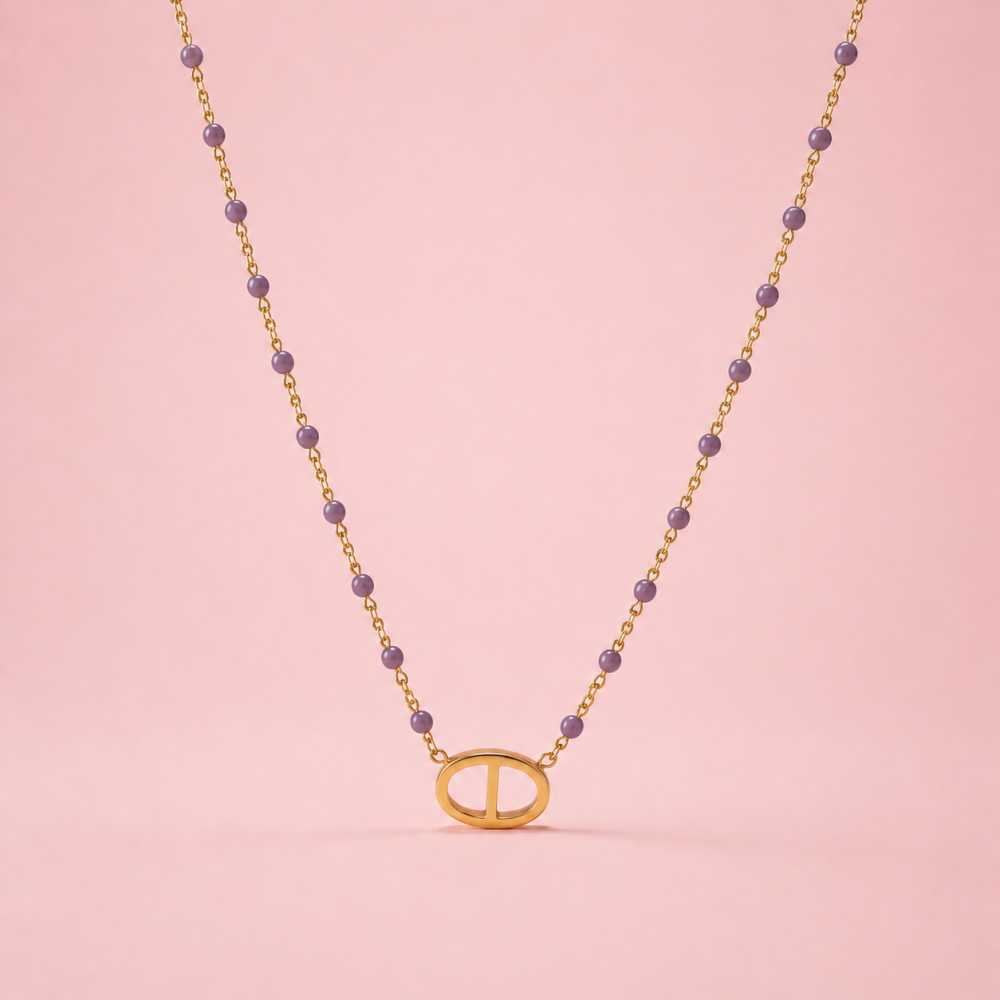 Parure collier bracelet perles acier inoxydable doré | Gaou Bijoux