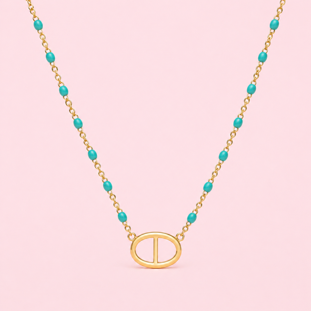 Parure collier bracelet perles acier inoxydable doré | Gaou Bijoux