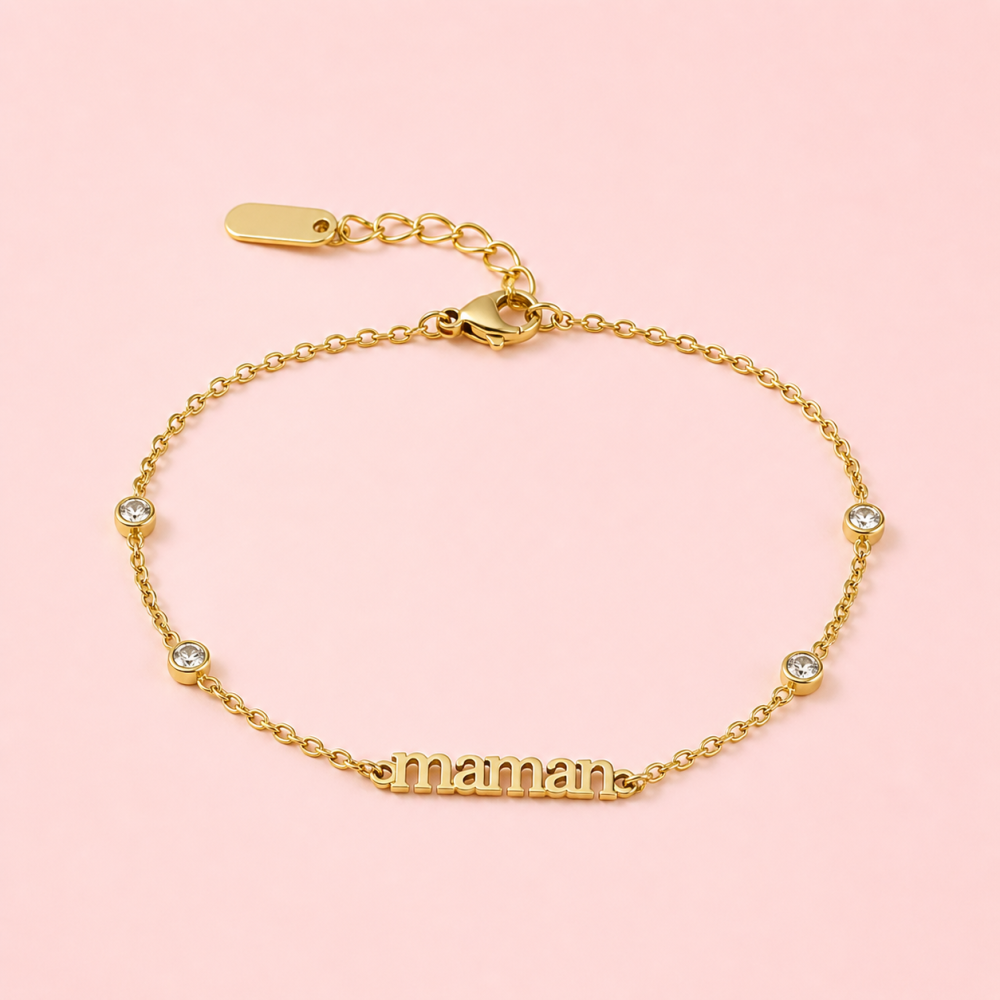 Bracelet maman avec pierres acier inoxydable prénom femme | Gaou Bijoux