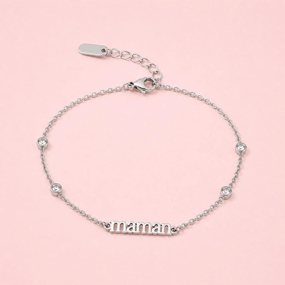 Bracelet maman avec pierres acier inoxydable prénom femme | Gaou Bijoux