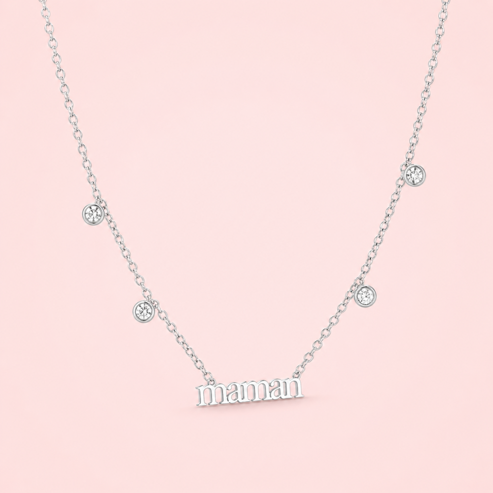 Collier maman avec pierres acier inoxydable femme | Gaou Bijoux