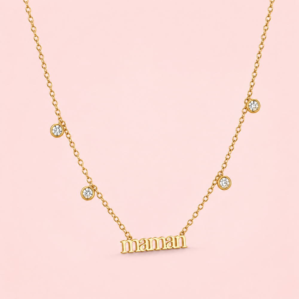 Collier maman avec pierres acier inoxydable femme | Gaou Bijoux