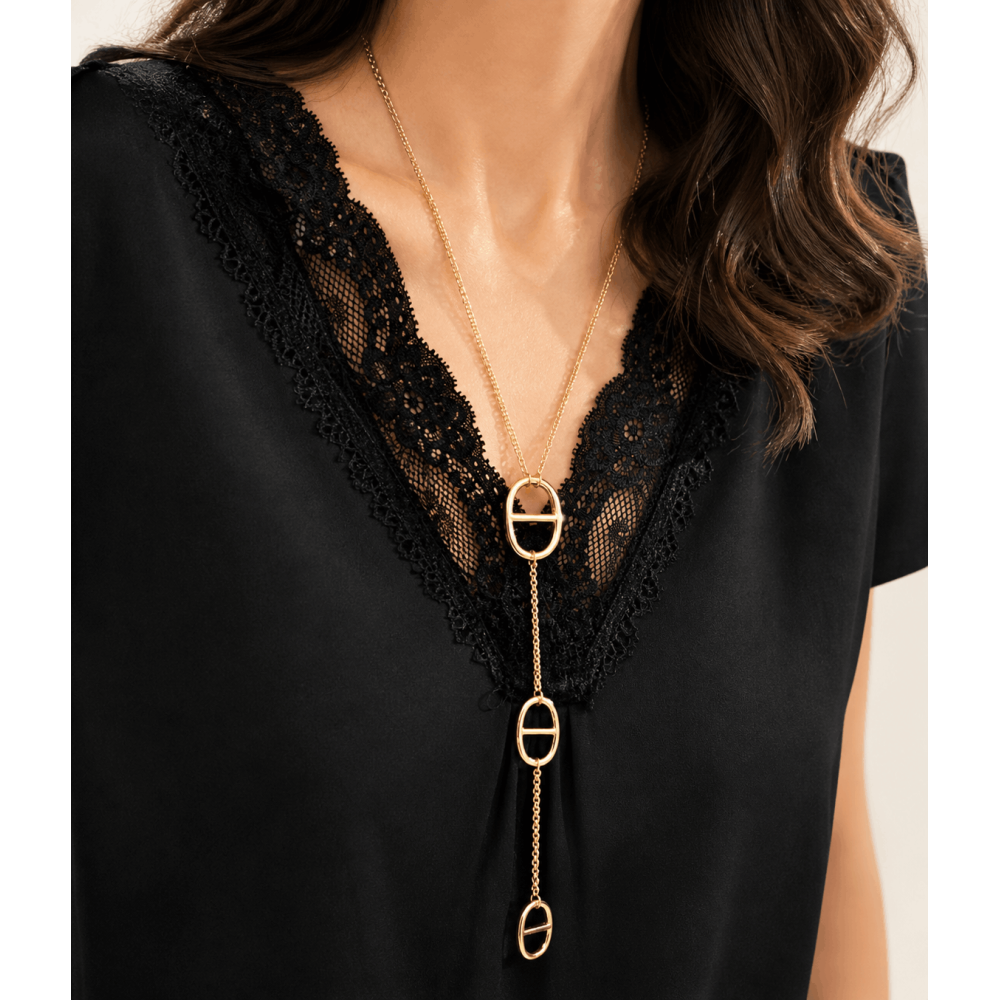 Collier Y maille marine acier inoxydable femme | Gaou Bijoux