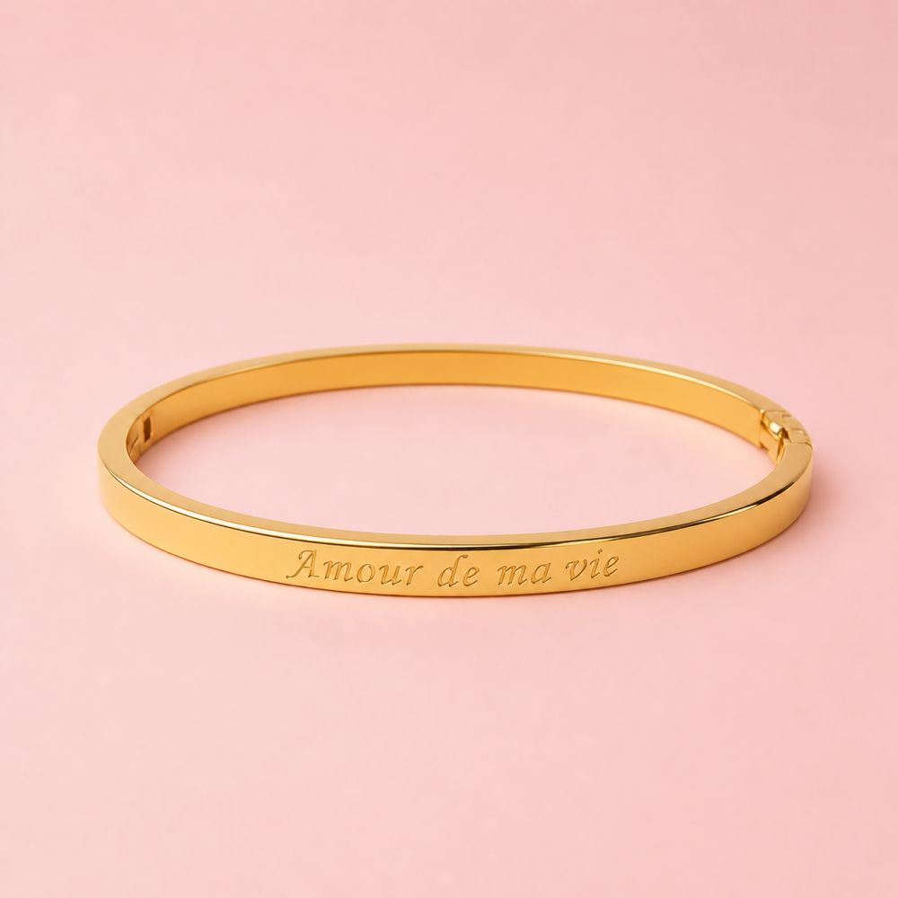 Bracelet jonc amour de ma vie acier inoxydable femme | Gaou Bijoux