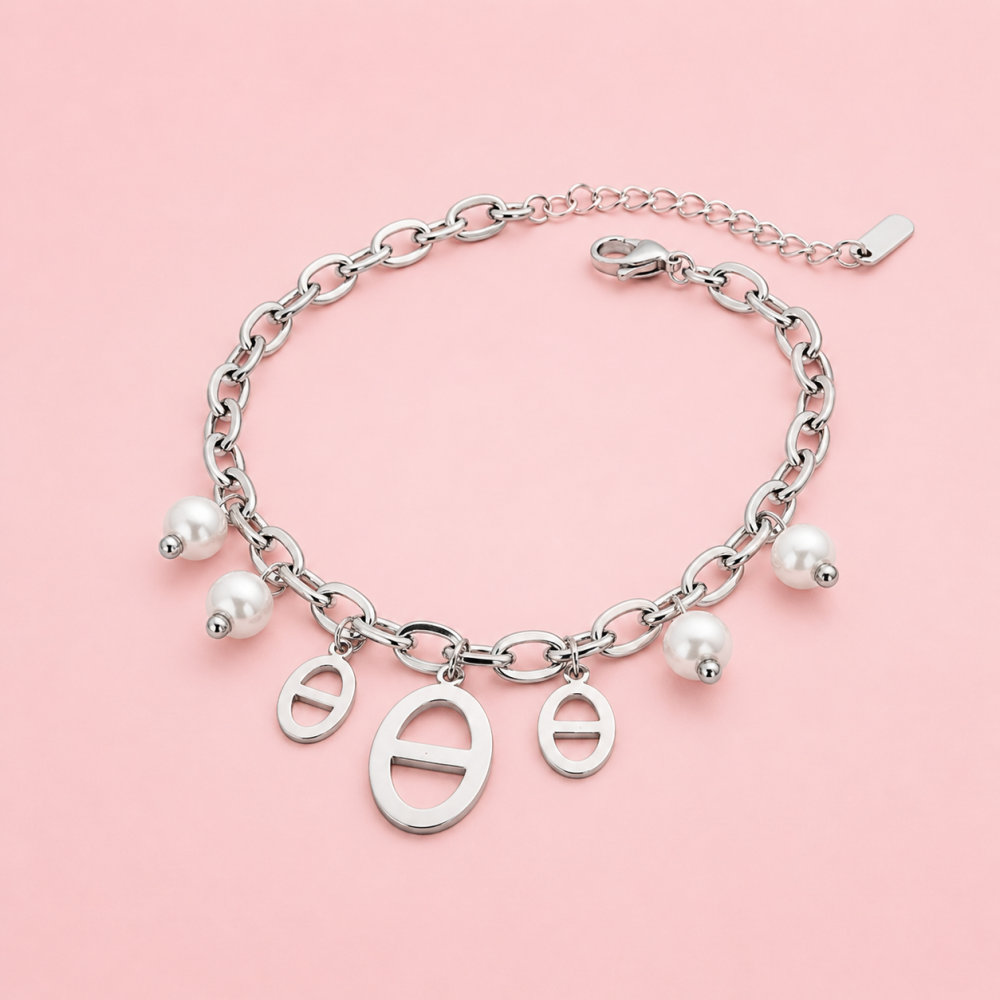 Bracelet maille marine perles acier inoxydable femme | Gaou Bijoux