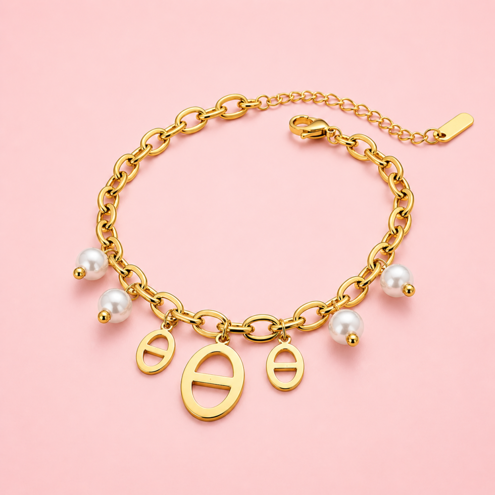 Bracelet maille marine perles acier inoxydable femme | Gaou Bijoux