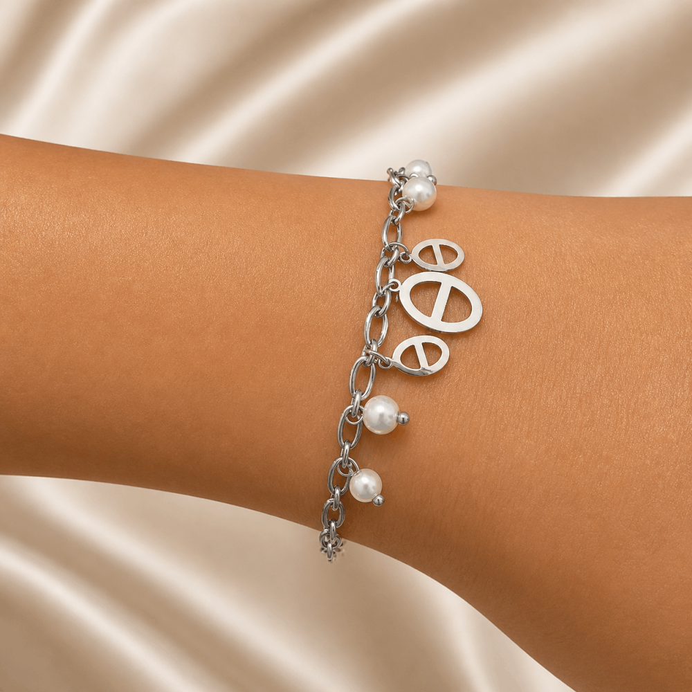 Bracelet maille marine perles acier inoxydable femme | Gaou Bijoux