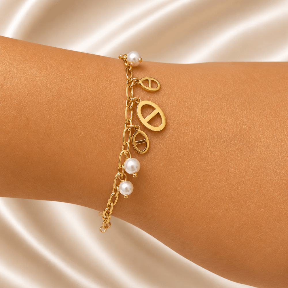 Bracelet maille marine perles acier inoxydable femme | Gaou Bijoux