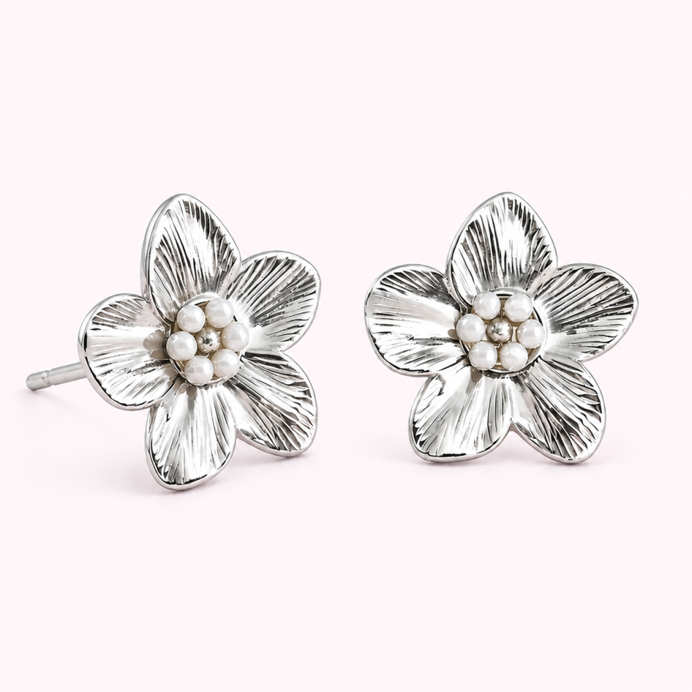 Boucles d’Oreilles Fleur Dorée Perles Colorées | Gaou Bijoux